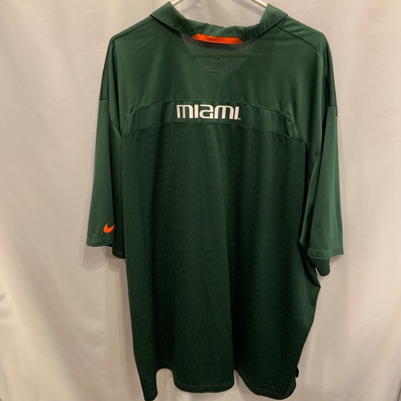 Nike University of Miami Hurricanes Dri-Fit Solid Green Polo Shirt Size 4XL - Picture 11 of 15